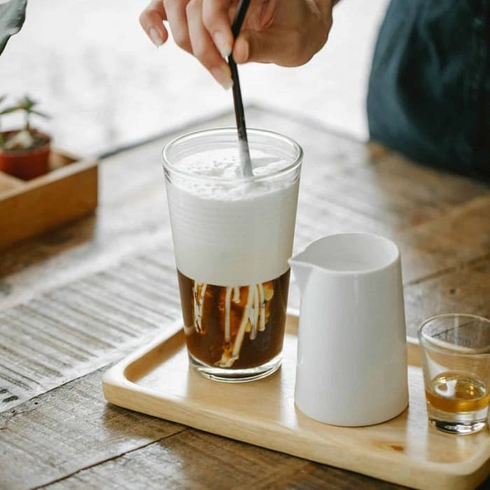 Iced coffee with sweet cream cold foam